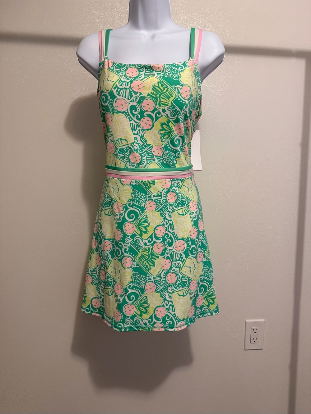 Lilly Pulitzer Green, Pink & Cream Printed Sundress